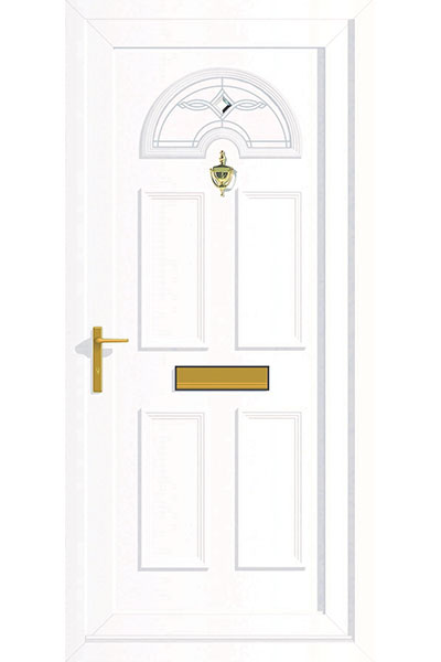 5 White uPVC Door with Gold Letterbox